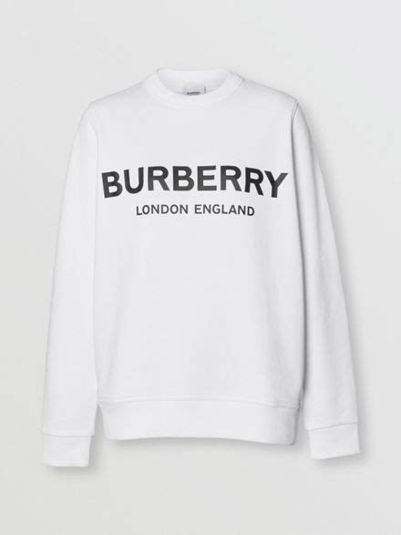 burberry white cotton-jersey sweatshirt|Burberry white long sleeve shirt.